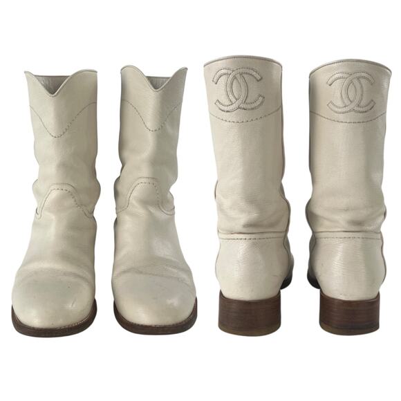 Chanel CC Leather Short Cowboy Boots - Picture 4 of 7